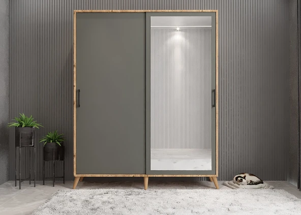 Zerka concept İmaj Sürgülü Portmanto Vestiyer Çam Füme - Montaj Dahil 160 Cm ürün görseli 1