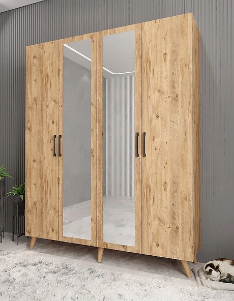 Zerka concept Açelya Portmanto Vestiyer Ayakkabılık Çam -Ücretsiz Kurulum M2 140 CM ürün görseli 1