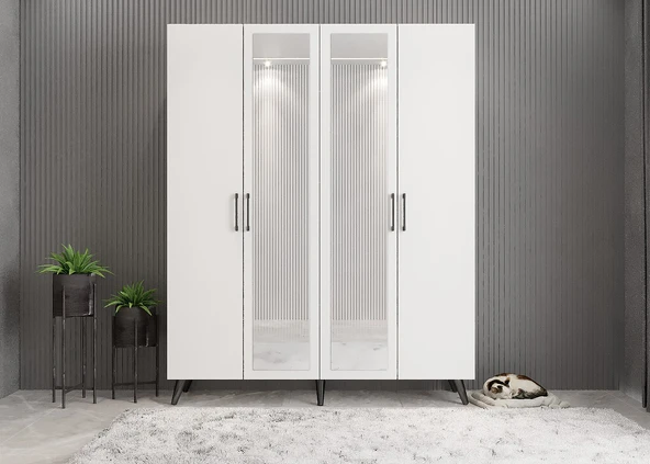 Zerka concept Açelya Portmanto Vestiyer Füme Beyaz - M2 160cm Montaj Dahil ürün görseli 1