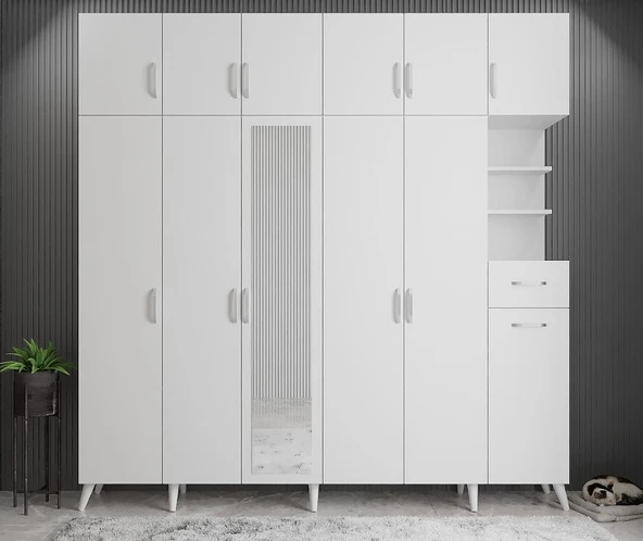 Zerka concept Açelya Portmanto Vestiyer Beyaz  M9- 208 cm ürün görseli 1