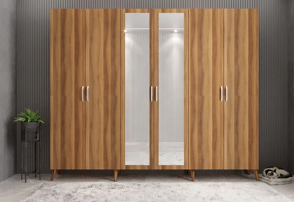 Zerka concept Açelya Portmanto Vestiyer Ceviz - Montaj Dahil M6 208cm ürün görseli 1