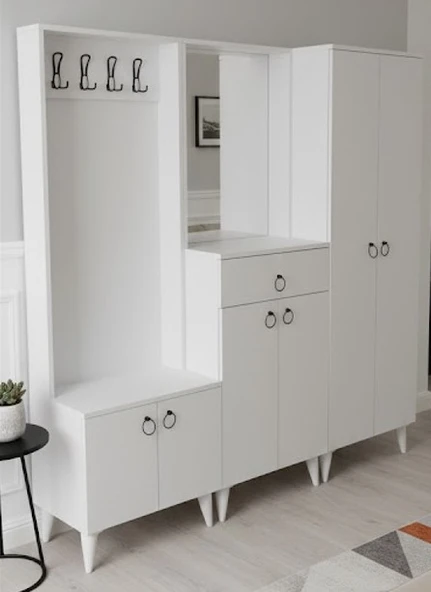 Zerka concept Zeron Portmanto Vestiyer Ayakkabılık Dolap Beyaz - M2 Beyaz ürün görseli 1