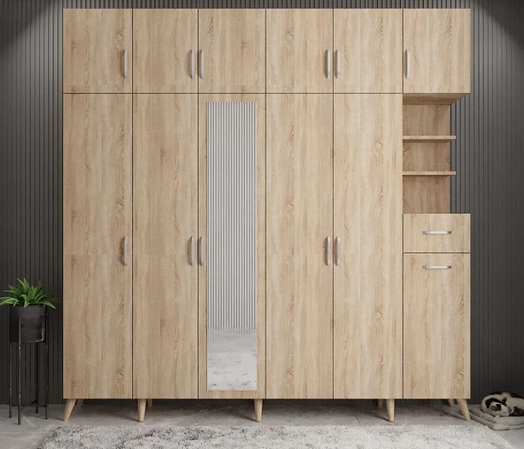 Zerka concept Açelya Portmanto Vestiyer Meşe  M9-240 cm ürün görseli 1