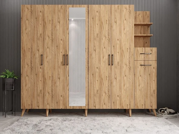 Zerka concept Açelya Portmanto Vestiyer Çam  M7 240 cm ürün görseli 1