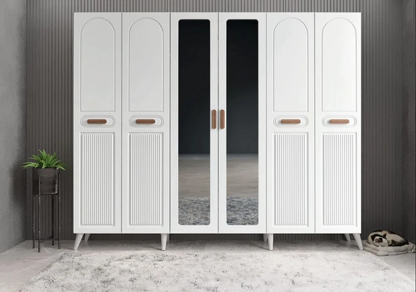 Zerka concept Letto Membran 6 Kapaklı Portmanto Montaj Dahil Beyaz 240 Cm ürün görseli 1