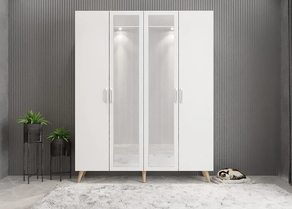 Zerka concept Açelya Aynalı Portmanto Vestiyer Ayakkabılık Meşe Beyaz - M2 180cm Meşe Beyaz ürün görseli 1