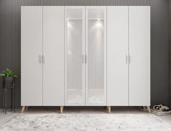 Zerka concept Açelya Portmanto Vestiyer Meşe Beyaz 208 cmM6 ürün görseli 1