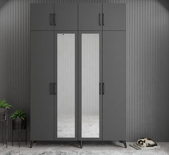 Zerka concept Açelya Portmanto Vestiyer Füme  M8- 140 cm ürün görseli 1