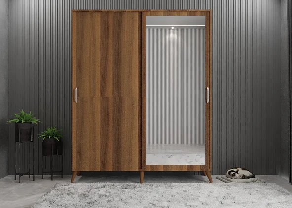 Zerka concept İmaj Sürgülü Portmanto Vestiyer Ceviz - Montaj Dahil 120 Cm ürün görseli 1
