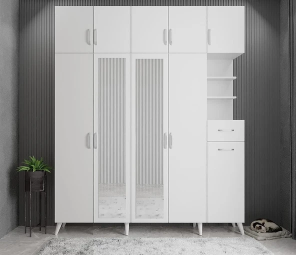 Zerka concept Açelya Portmanto Vestiyer Beyaz  225cm M10 ürün görseli 1