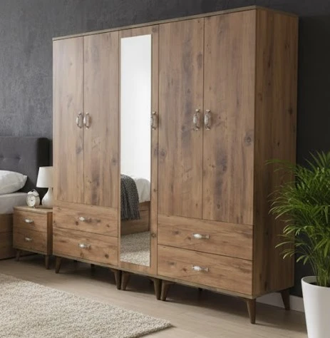 Zerka concept Zerkaconcept Safa 5 Kapaklı Dolap Gardırop Çam - M2 Çam ürün görseli 1