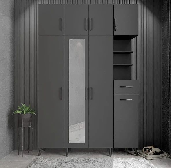 Zerka concept Açelya Portmanto Vestiyer Füme140cm M11 ürün görseli 1