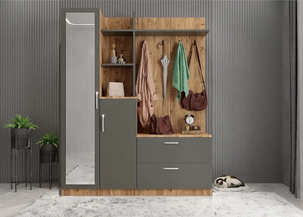 Zerka concept Çizgi Portmanto Vestiyer Ayakkabılık ÇF   160 cm ürün görseli 1