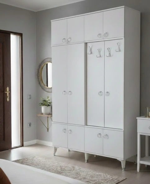 Zerka concept Panora 12 Kapaklı Portmanto Vestiyer Ayakkabılık Dolap Byz - M1 Beyaz ürün görseli 1