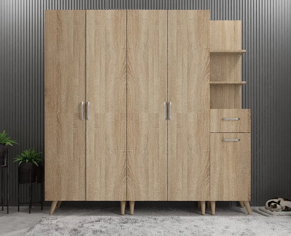 Zerka concept Begonya Portmanto Vestiyer Ayakkabılık Meşe -montaj Dahil 175cm ürün görseli 1
