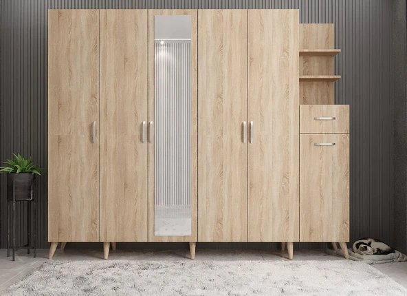 Zerka concept Açelya Portmanto Vestiyer Meşe  M7 240 cm ürün görseli 1