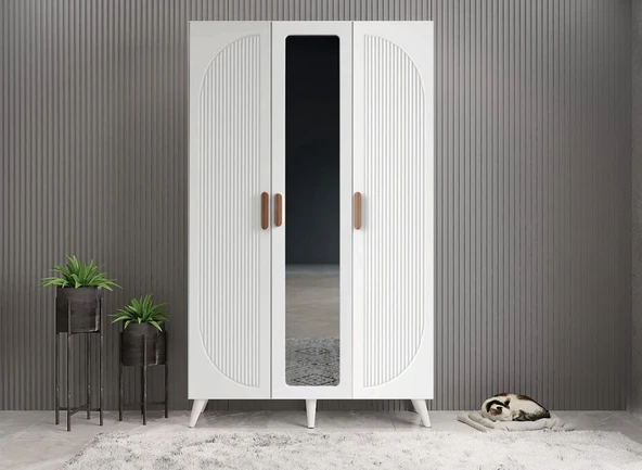 Zerka concept Robe Membran 3 Kapaklı Portmanto Montaj Dahil Beyaz 105 Cm ürün görseli 1