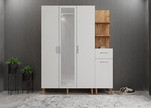 Zerka concept Açelya Portmanto Vestiyer Ayakkabılık Çb 160cm - Montaj Dahil M3 ürün görseli 1