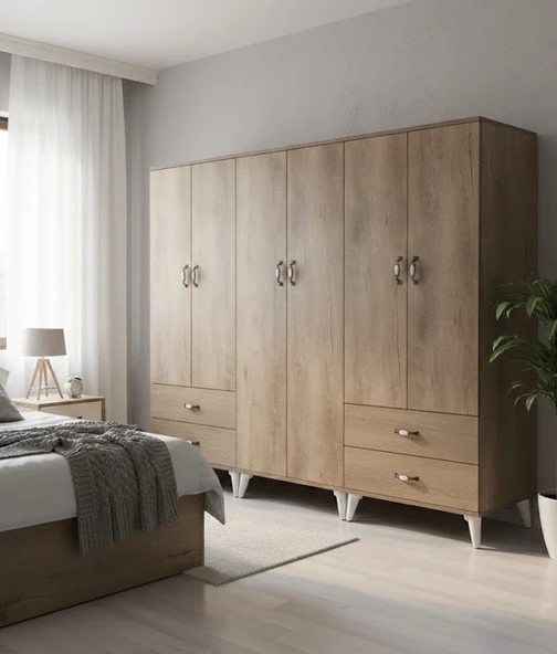 Zerka concept Zerkaconcept Odin 6 Kapaklı Dolap Gardırop Çam - M1 Çam ürün görseli 1