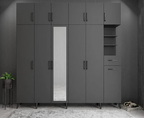 Zerka concept Açelya Portmanto Vestiyer Füme  M9-208 cm ürün görseli 1