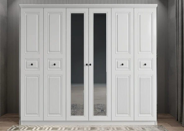 Zerka concept Merina Membran 6 Kapaklı Gardırop Montaj Dahil Beyaz 240 Cm ürün görseli 1