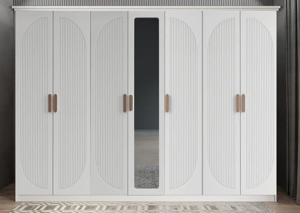 Zerka concept Datça Membran 7 Kapaklı Gardırop Montaj Dahil Beyaz 245 Cm ürün görseli 1