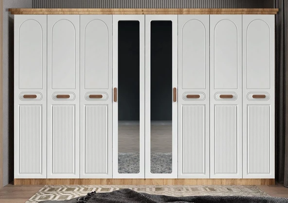 Zerka concept Falcon Membran 8 Kapaklı Gardırop Montaj Dahil Çam Beyaz 320 Cm ürün görseli 1