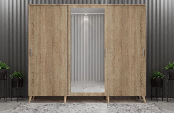 Zerka concept Beyzade Sürgülü Portmanto Vestiyer Meşe180 Cm ürün görseli 1