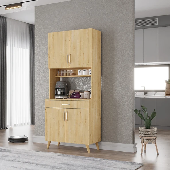 Zerka concept Loysen Kahve Köşesi Çok Amaçlı Dolap Kiler Mutfak Dolabı Meşe Meşe ürün görseli 1