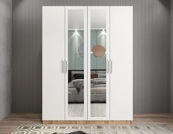 Zerka concept Bevel 4 Kapaklı Gizli Çekmeceli Gardırop Çb 180 Cm - Montaj Dahil ürün görseli 1