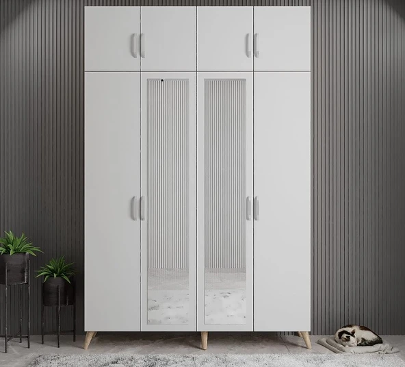 Zerka concept Açelya Portmanto Vestiyer Meşe Beyaz  M8-160 cm ürün görseli 1