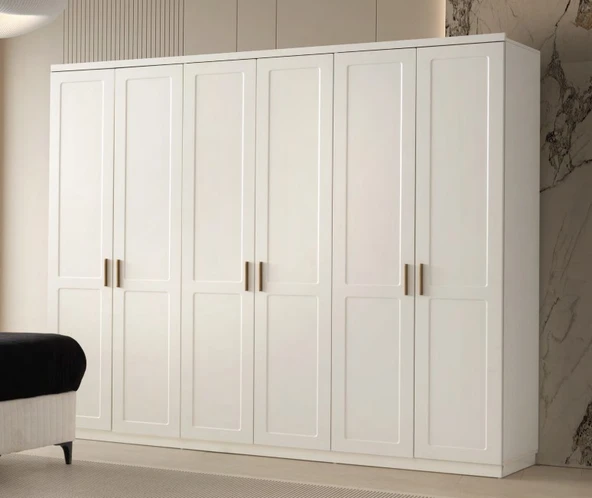 Zerka concept Aylan Mdf Membranlı 6 Kapaklı Gardırop Dolap Beyaz ürün görseli 1