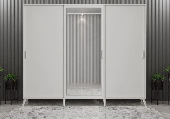 Zerka concept Beyzade Sürgülü Portmanto Vestiyer Beyaz  180 Cm ürün görseli 1