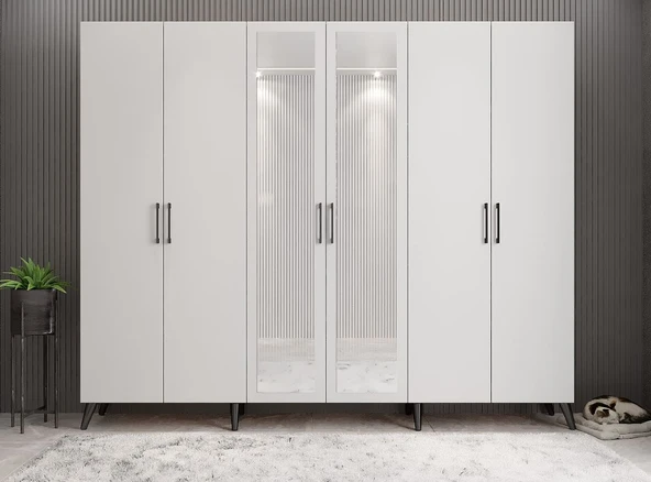 Zerka concept Açelya Portmanto Vestiyer Füme Beyaz 270 cmM6 ürün görseli 1