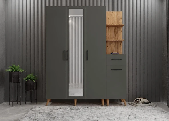 Zerka concept Açelya Portmanto Vestiyer Ayakkabılık Çf 140cm - Montaj Dahil M3 ürün görseli 1