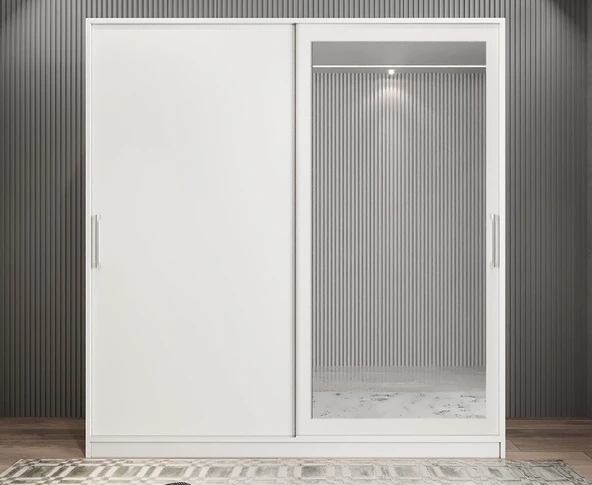 Zerka concept Alba Sürgülü Portmanto Vestiyer Ayakkabılık  Beyaz- Ücretsiz Montaj 140 CM ürün görseli 1