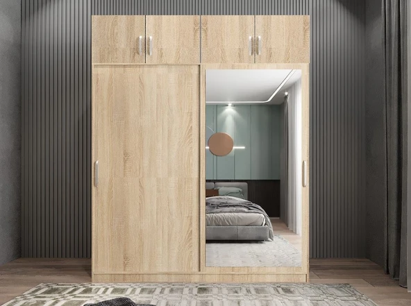 Zerka concept Porta Sürgü Kapaklı Dolap Gardırop Yüklüklü M 180 Cm Montaj Dahil ürün görseli 1