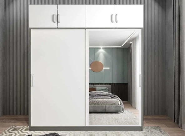 Zerka concept Porta Sürgü Kapaklı Dolap Gardırop Yüklüklü Fb 180cm Montaj Dahil ürün görseli 1