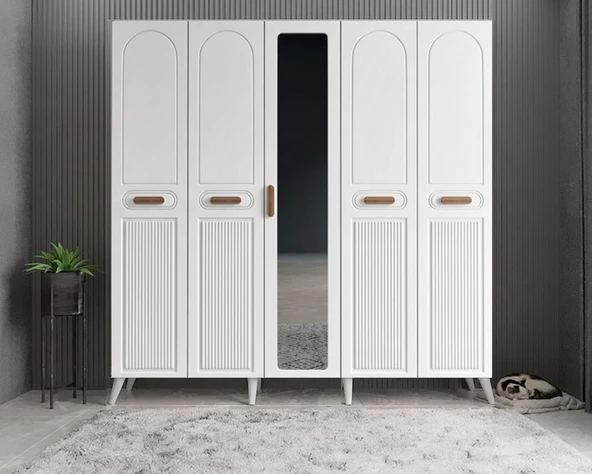 Zerka concept Violin Membran 5 Kapaklı Portmanto Montaj Dahil Beyaz 175 Cm ürün görseli 1