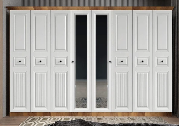 Zerka concept Sementa Membran 8 Kapaklı Gardırop Montaj Dahil Ceviz-byz 280 Cm ürün görseli 1