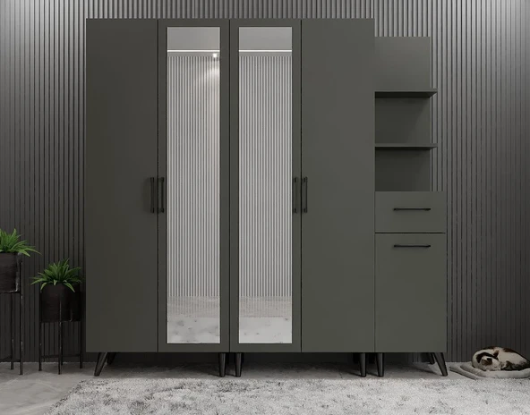 Zerka concept Açelya Portmanto Vestiyer Ayakkabılık Füme M1 175cm Montaj Dahil ürün görseli 1