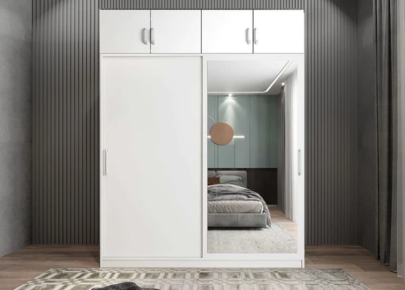 Zerka concept Porta Sürgü Kapaklı Dolap Gardırop Yüklüklü B 160 Cm Montaj Dahil ürün görseli 1