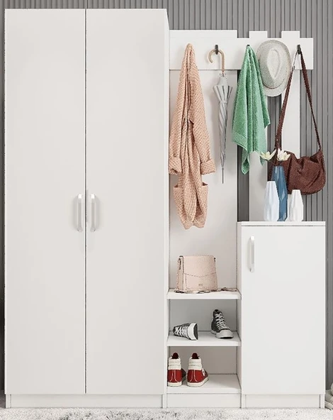 Zerka concept Teos Portmanto Vestiyer  Beyaz-140 cm ürün görseli 1