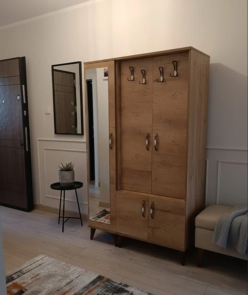 Zerka concept Belin 3 Kapaklı Portmanto Vestiyer Ayakkabılık Dolap Çam M2 ürün görseli 1