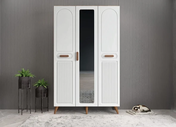 Zerka concept Monere Membran 3 Kapaklı Portmanto Montaj Dahil Cevizbeyaz 105 Cm ürün görseli 1