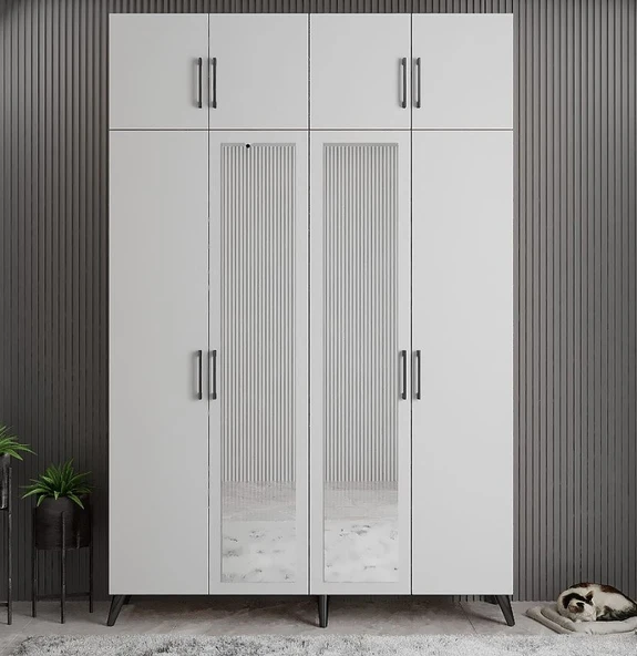 Zerka concept Açelya Portmanto Vestiyer Füme Beyaz  M8-140 cm ürün görseli 1