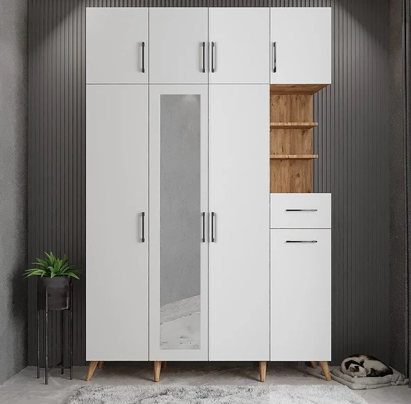 Zerka concept Açelya Portmanto Vestiyer Çam Beyaz180 CM M11 ürün görseli 1