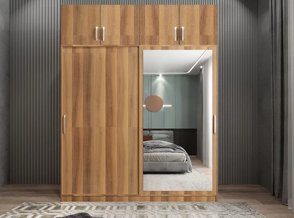 Zerka concept Porta Sürgü Kapaklı Dolap Gardırop Yüklüklü C 140 Cm Montaj Dahil ürün görseli 1