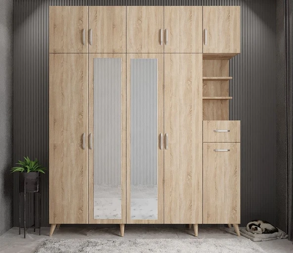 Zerka concept Açelya Portmanto Vestiyer Meşe  225cm M10 ürün görseli 1