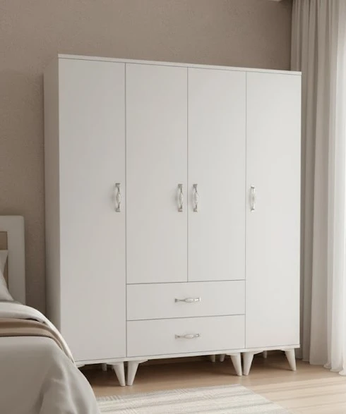 Zerka concept Koru 4 Kapaklı Dolap Gardırop - M1 Beyaz ürün görseli 1